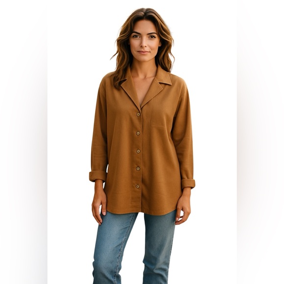 VINTAGE COLDWATER CREEK FAUX SUEDE JACKET/SHACKET, Camel Brown, See Measurements - Picture 1 of 14